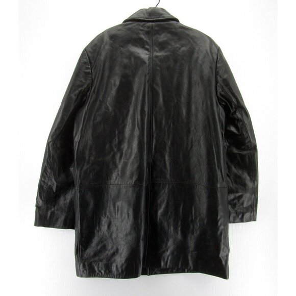 VINTAGE Banana Republic Leather Jacket Large Professional Y2K Overcoat - Picture 8 of 11